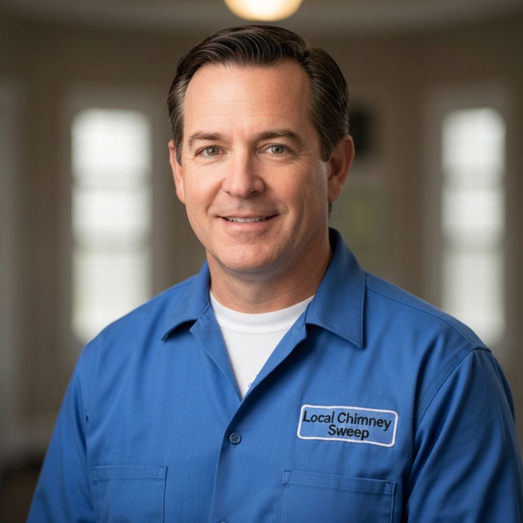 John Johnson, CSIA certified owner of Local Chimney Sweep in Sunnyvale, wearing company branded shirt